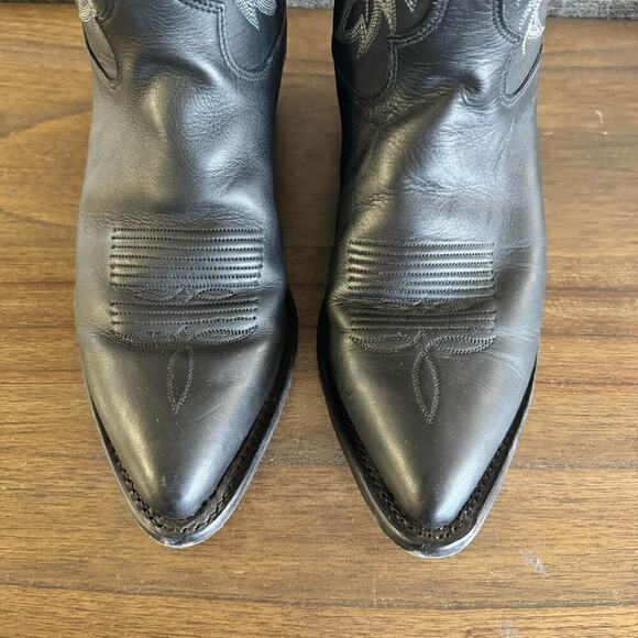 TONY LAMA MEN\'S STALLION LEATHER AMERICANA WESTERN BOOTS 8.5EE Black Xtra- Wide main image 5